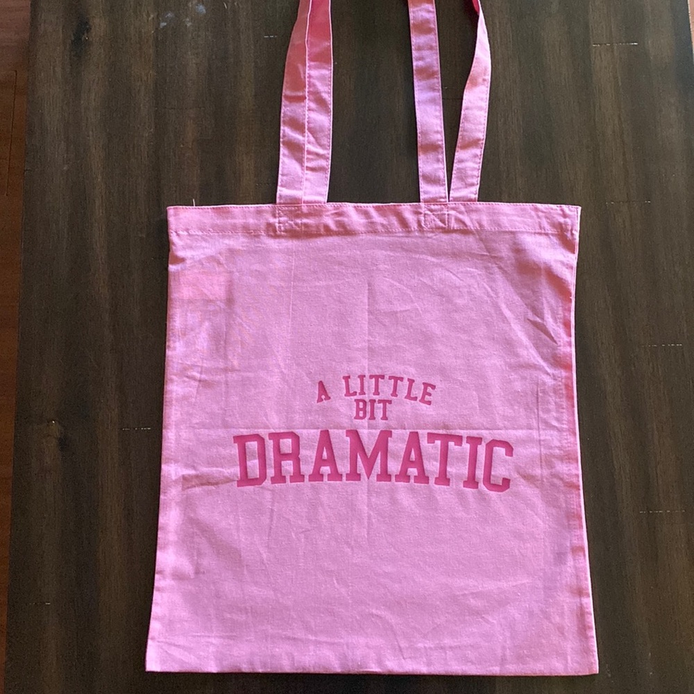 Mean girls custom canvas tote bag pink on pink a little bit dramatic